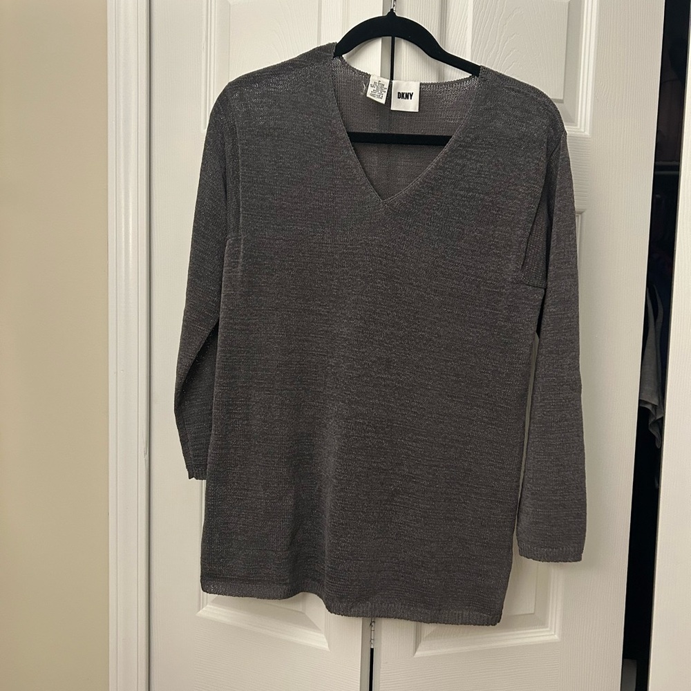 DKNY Charcoal Knit V-Neck sweater